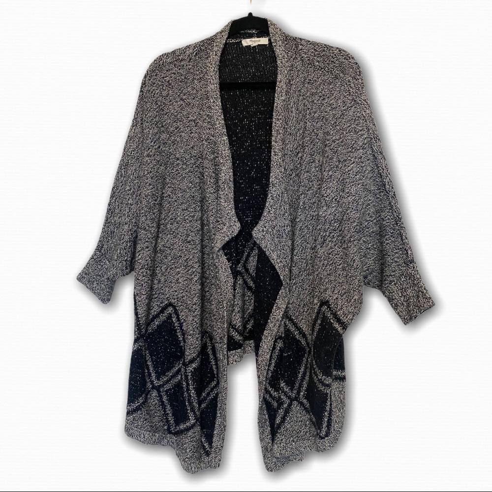 Madewell Grey & Black Aztec Oversized Cardigan